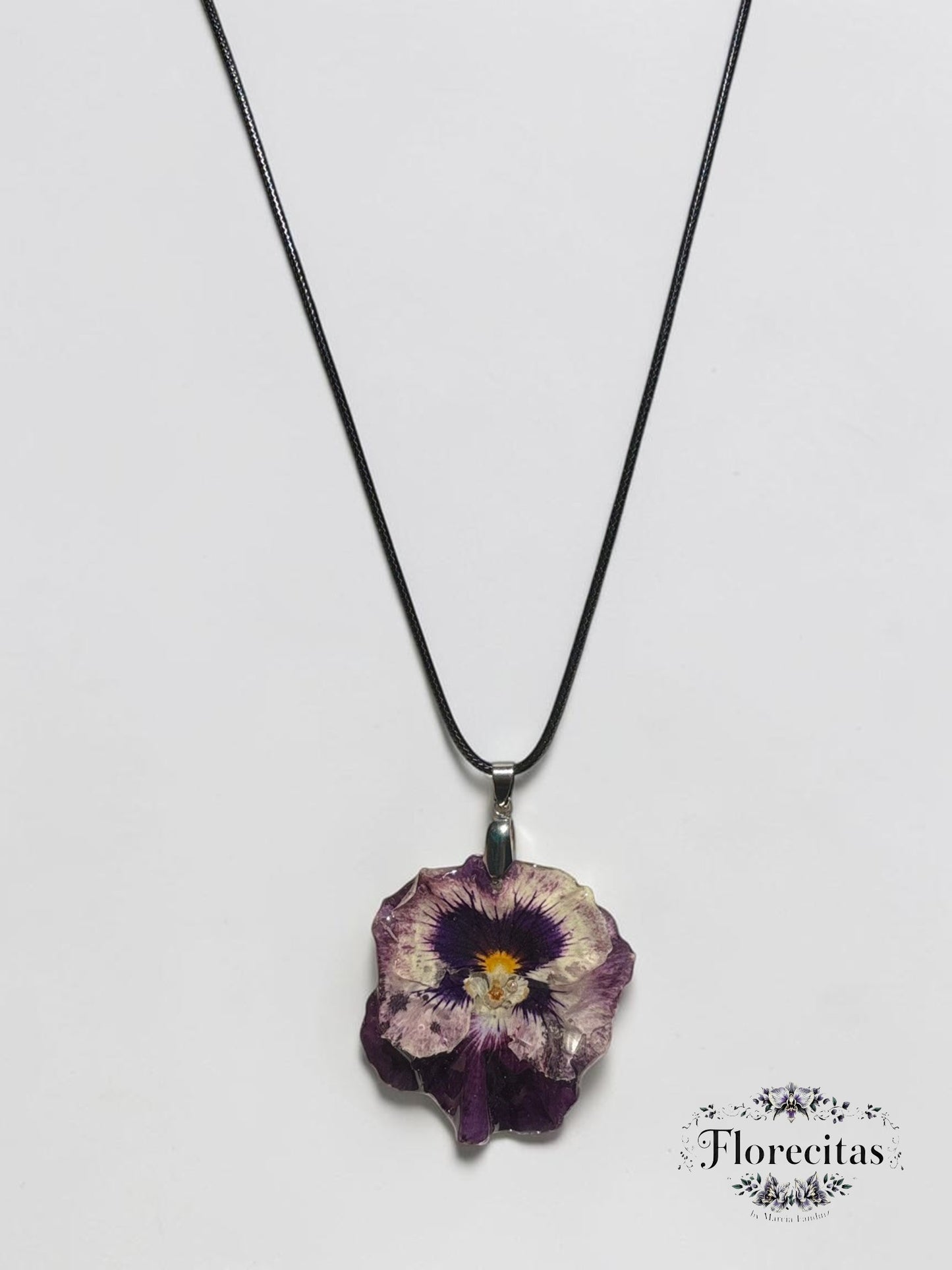 Genuine Purple Pansy Pendant Necklace