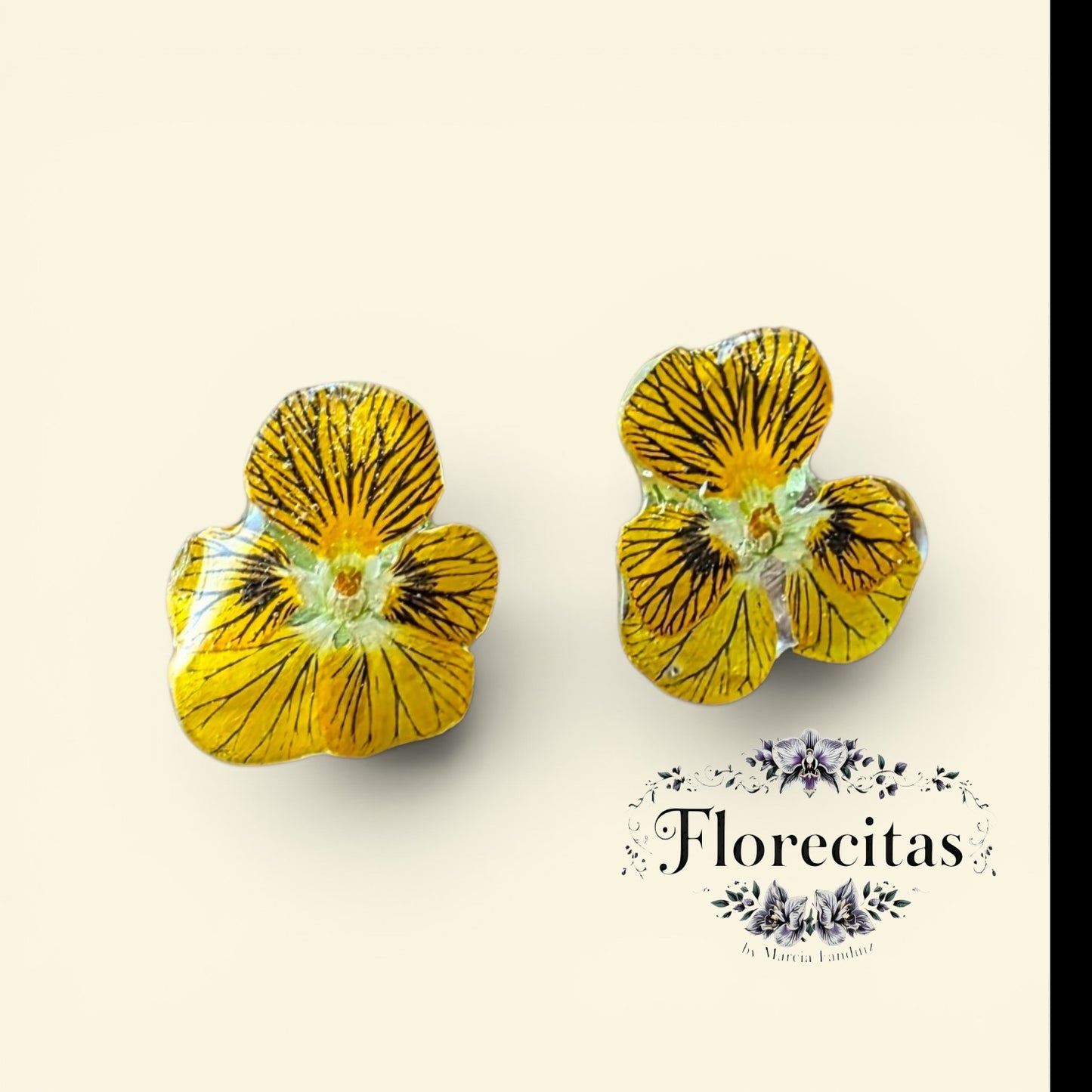 Real Tiger Eye Viola Pansy Studs