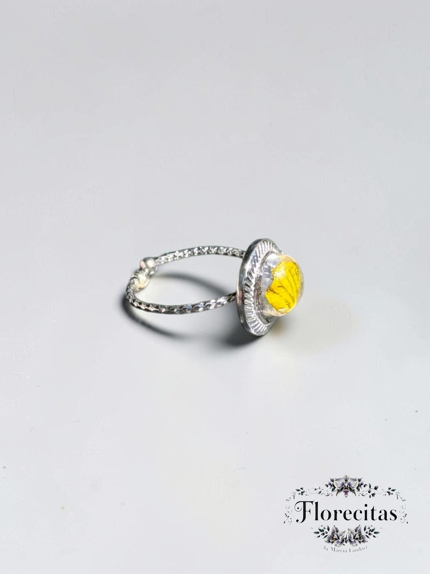 Bright Yellow Genuine Flower Petal Ring