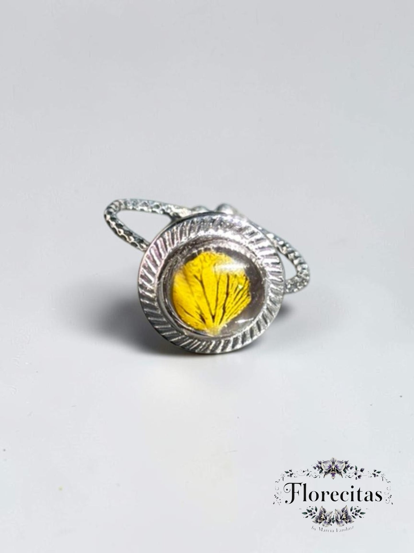 Bright Yellow Genuine Flower Petal Ring