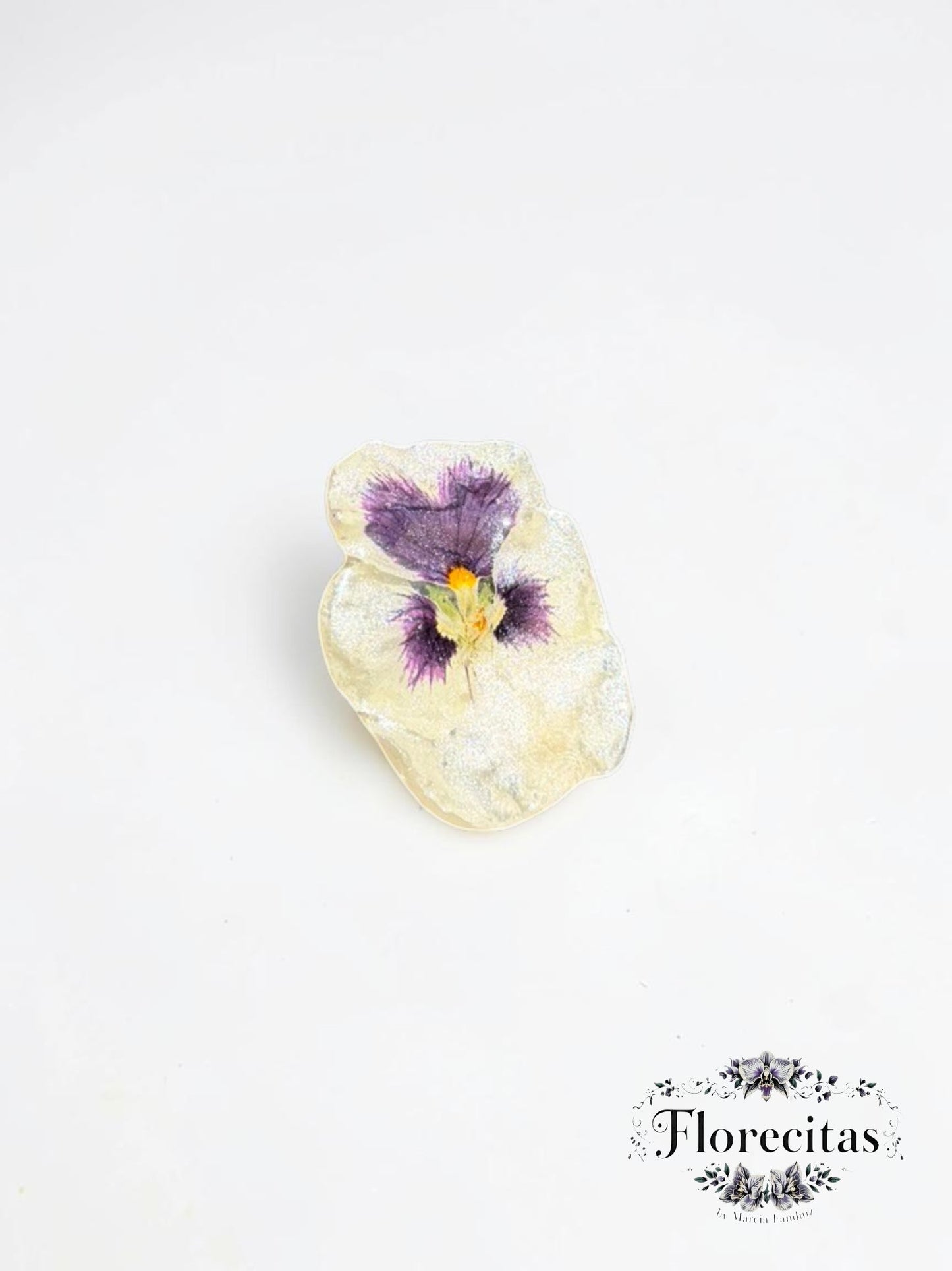 Purple and Cream Pansy Ring
