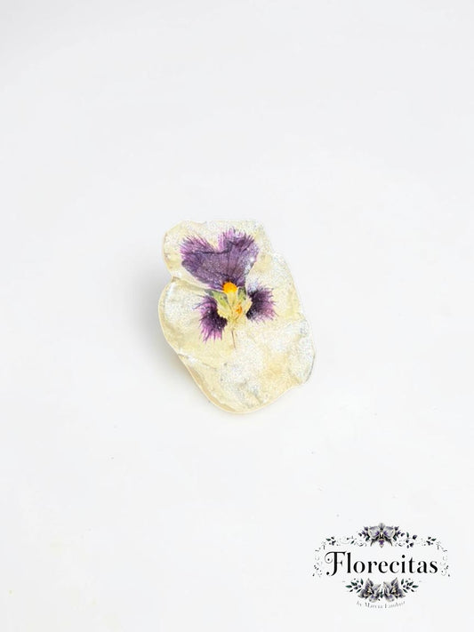 Purple and Cream Pansy Ring