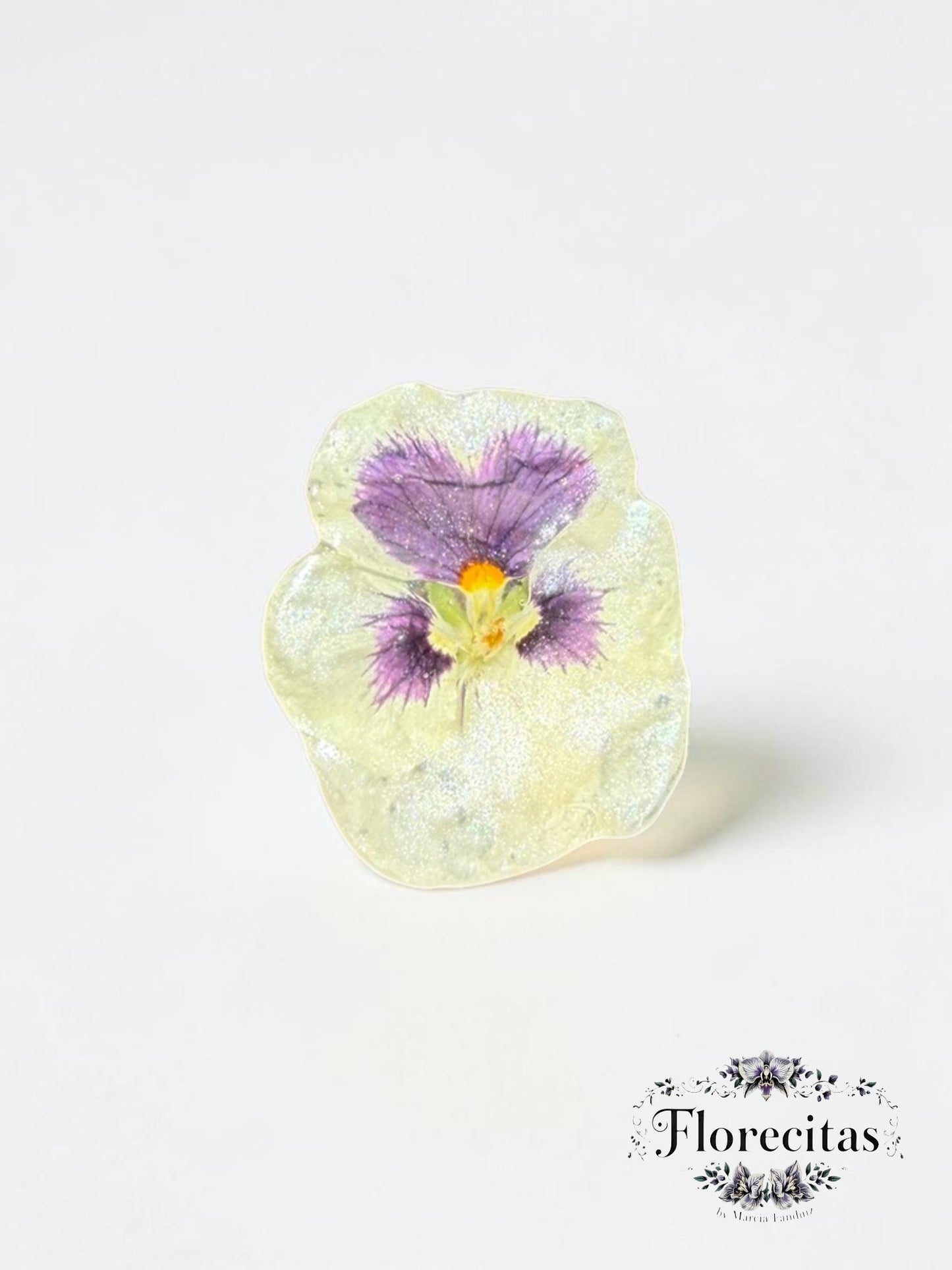 Purple and Cream Pansy Ring