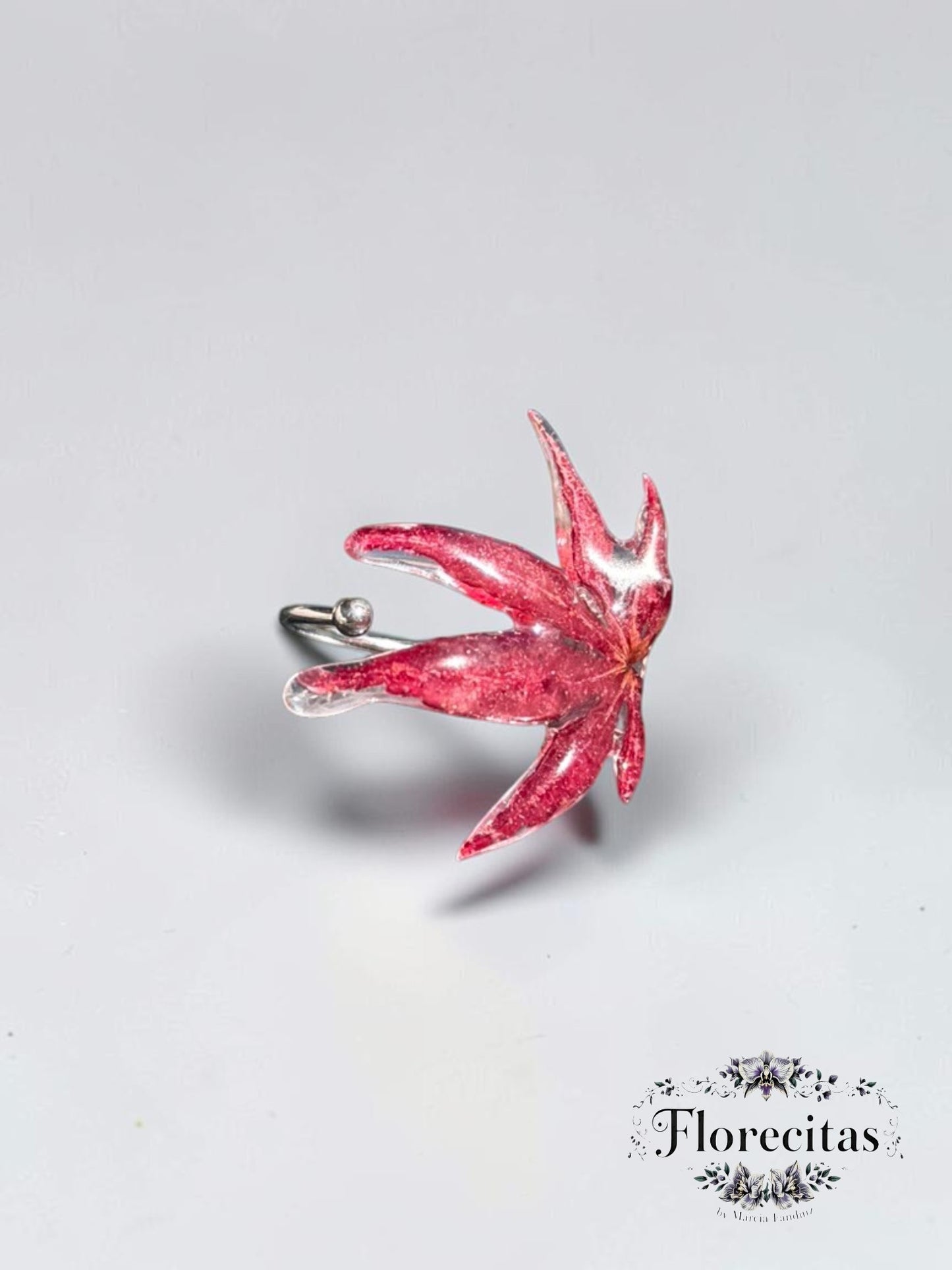 Crimson Red Japanese Maple Leaf Ring