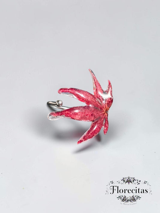 Crimson Red Japanese Maple Leaf Ring