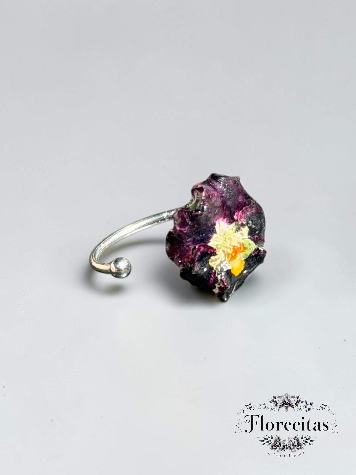 Deep Magenta Genuine Pansy Ring