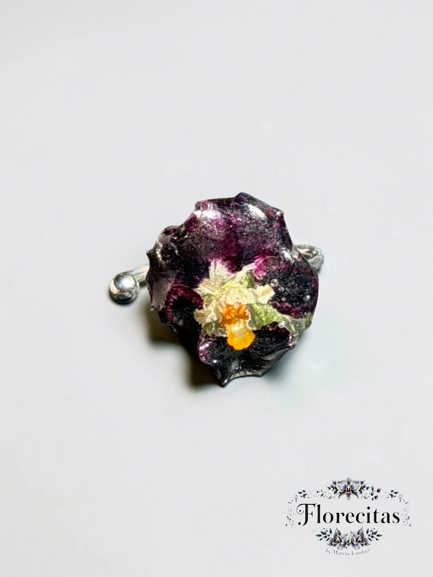Deep Magenta Genuine Pansy Ring