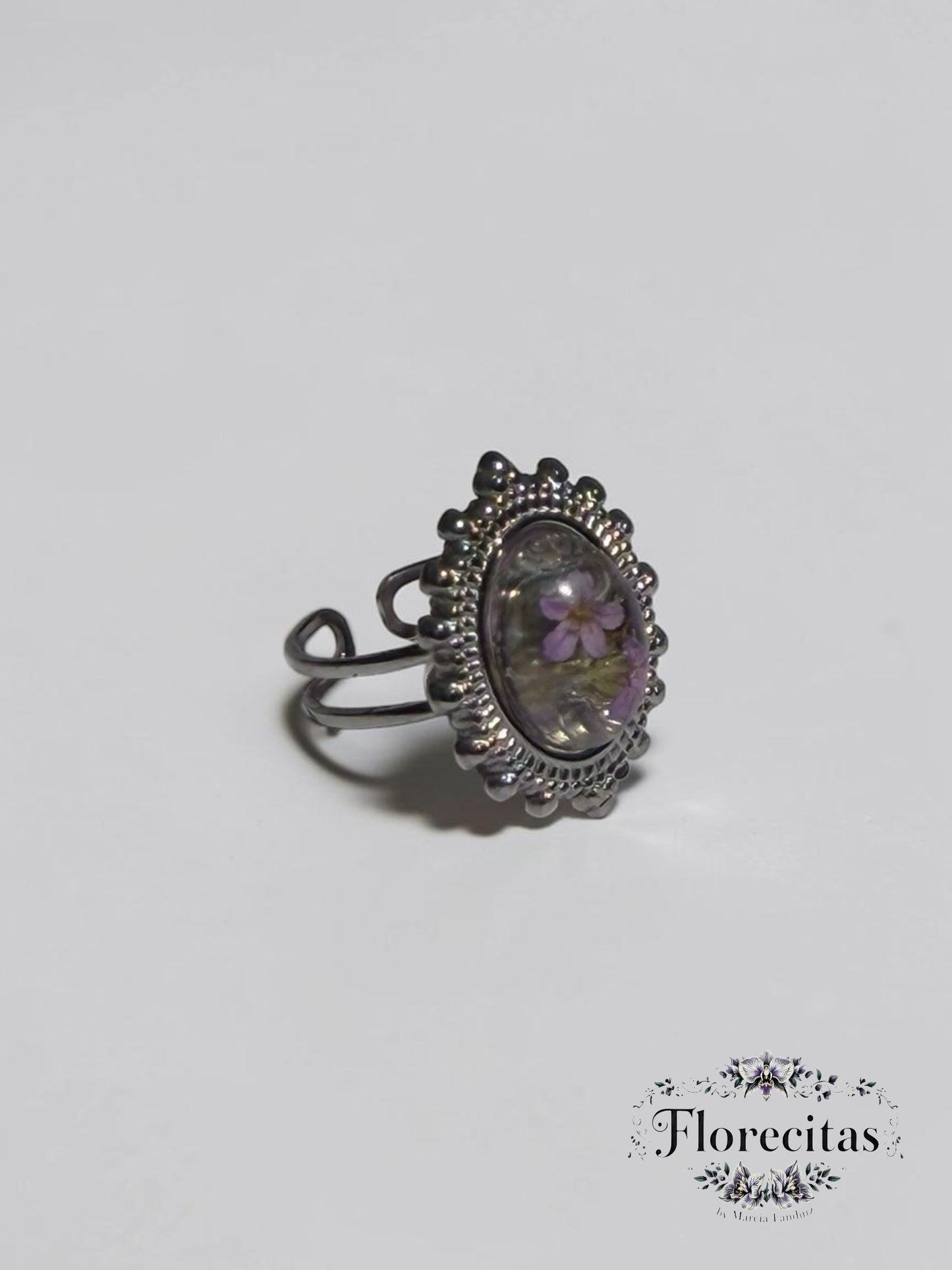 Genuine Dainty Lavender Flower Antique Style Ring
