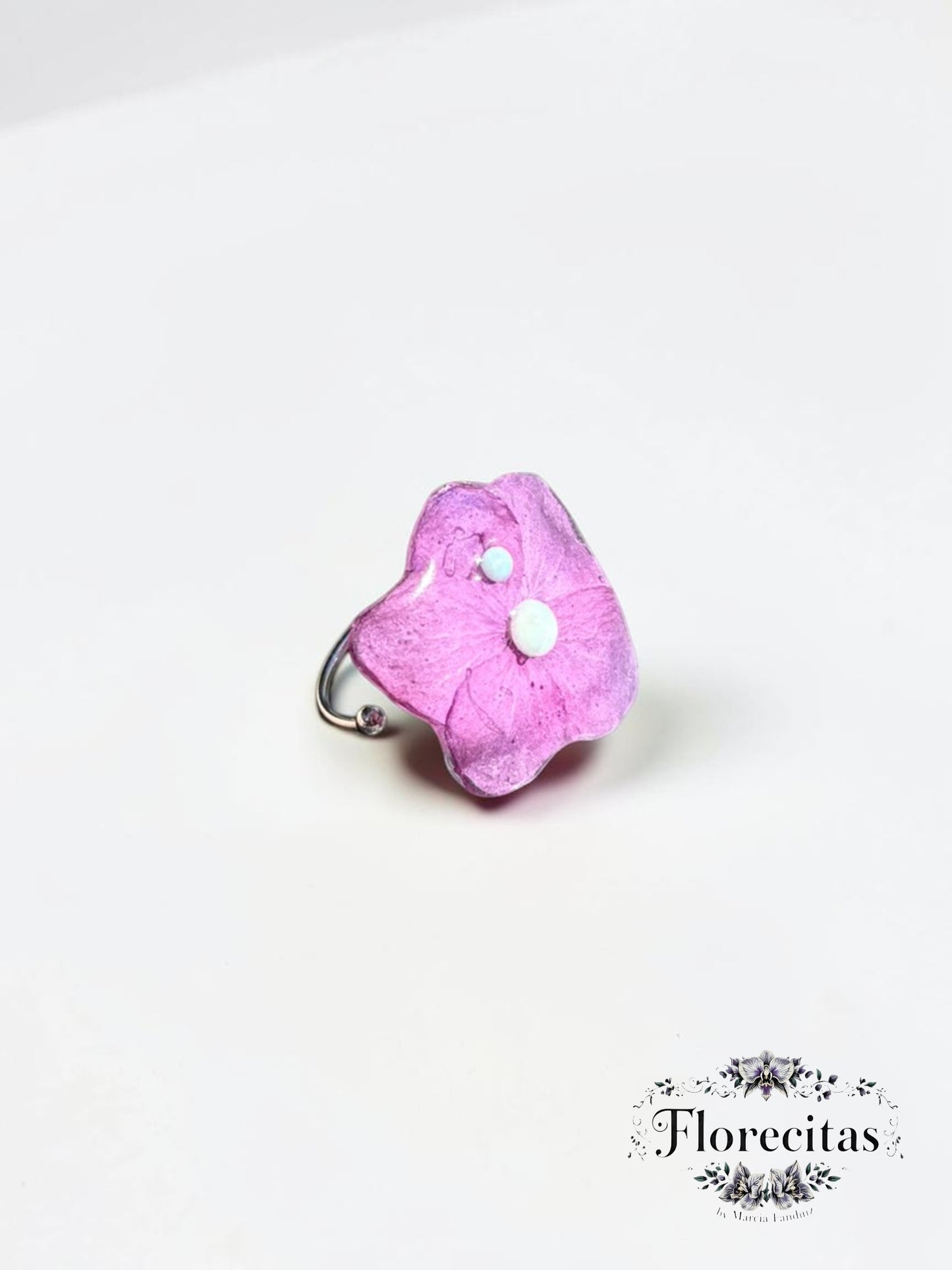 Hydrangea Petal with Larimar Beads Ring