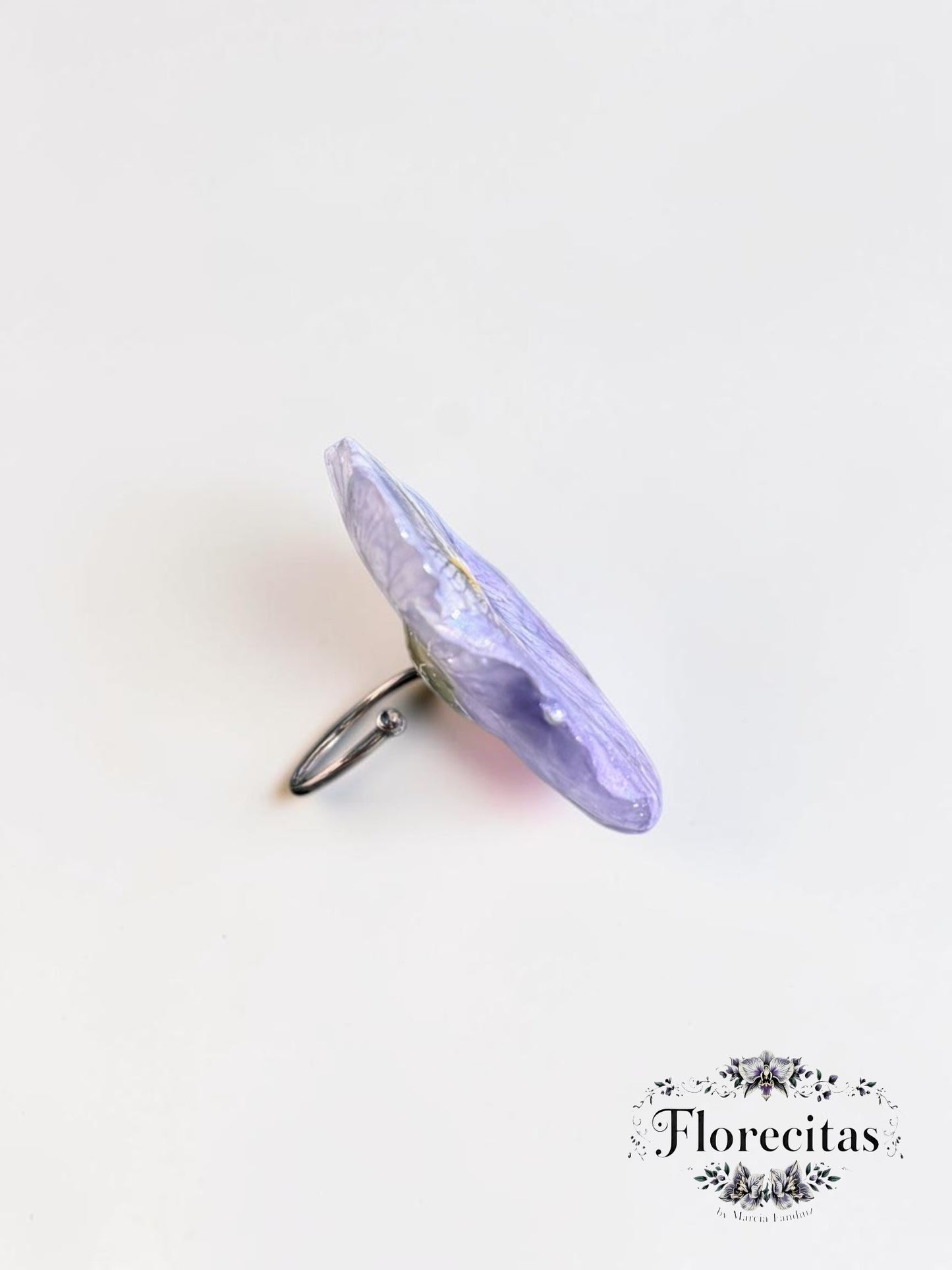Large Lavender Pansy Flower Ring