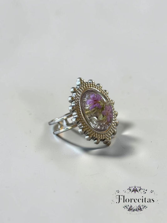 Genuine Dainty Lavender Flower Antique Style Ring