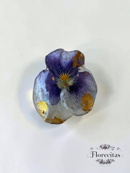 Purple Pansy with Golden Accents Ring