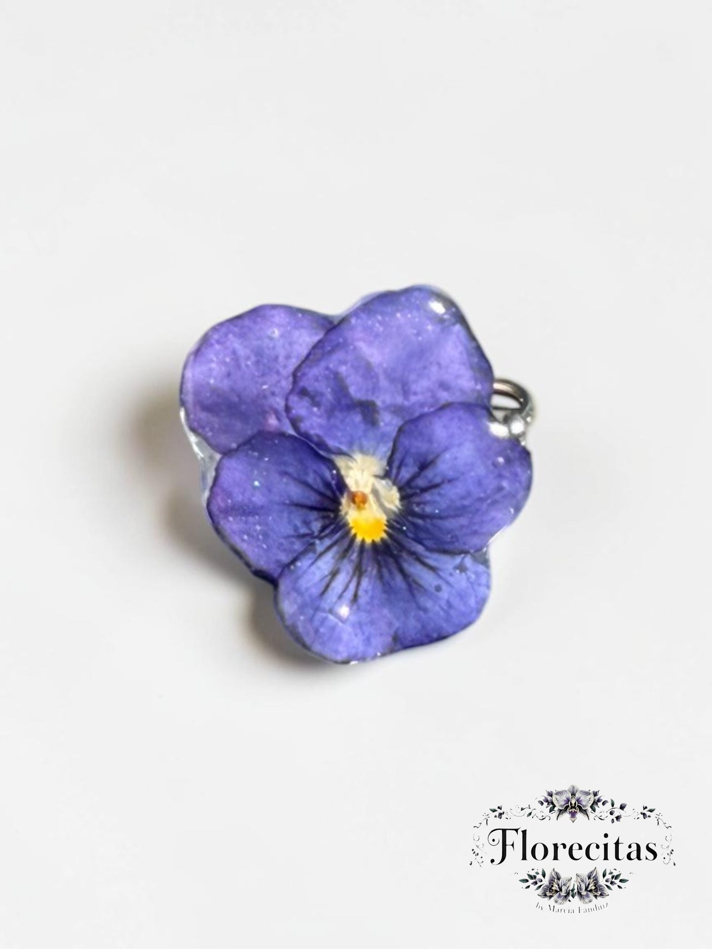 Purple Pansy with Teal Sparkle Ring