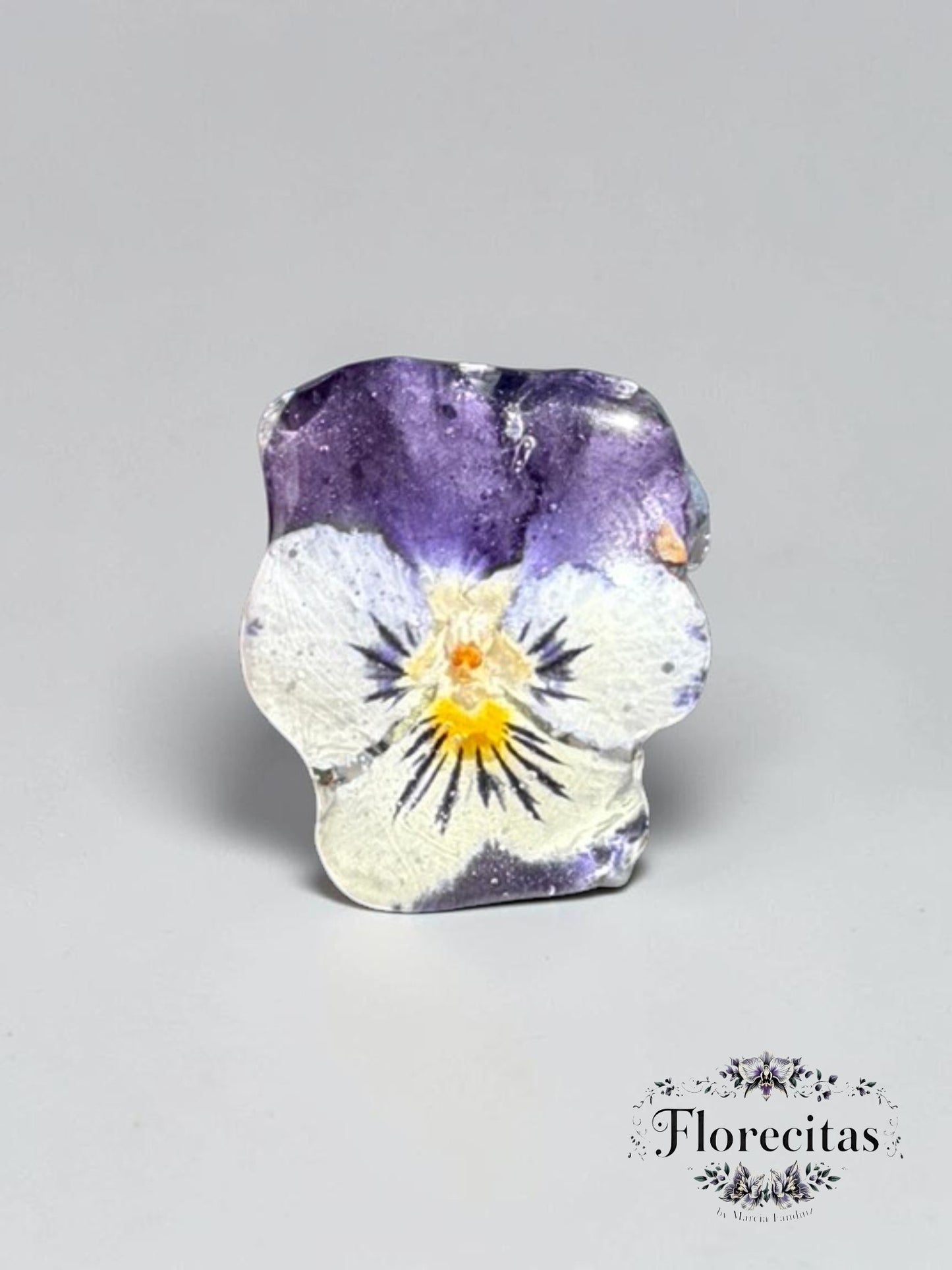 White, Violet, and Yellow Pansy Ring