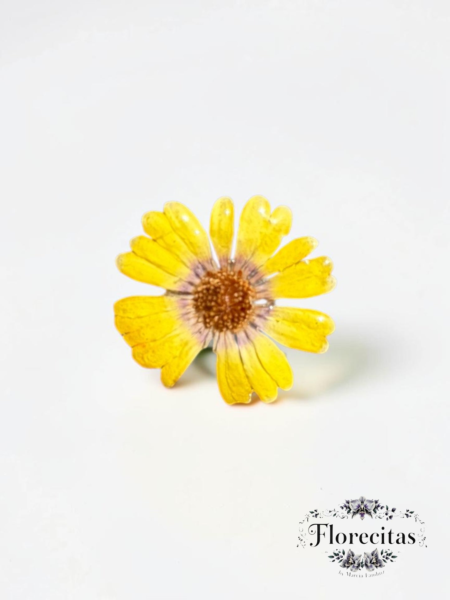 Genuine Yellow Daisy Flower Ring